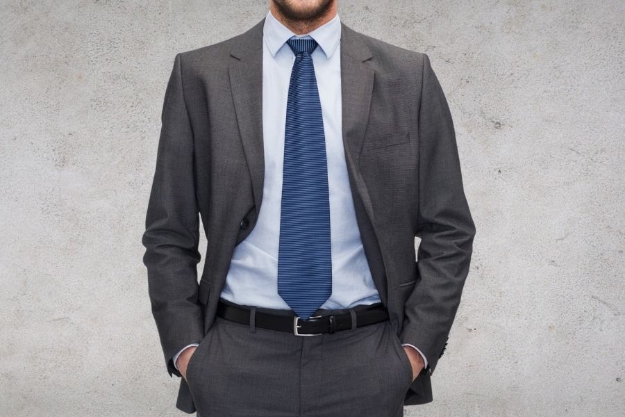 tie colour for charcoal suit