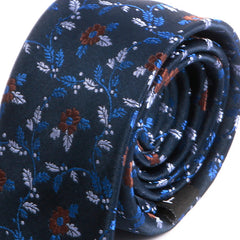 Blue Floral Slim Necktie 6cm - Tie Doctor