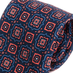 Cass Blue & Orange Mac-Inspired Motif Print Tie - Tie Doctor