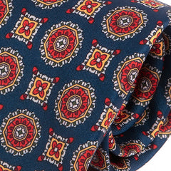 Soft Blue & Red Mac-Inspired IMS Medallion Tie - Tie Doctor