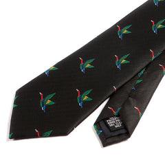 Black Tie with Mulitcoloured Bird Motif - Tie Doctor