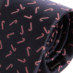 Navy Blue Candy Cane Pattern 7.5cm Ply Tie - Tie Doctor