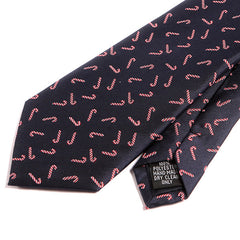 Navy Blue Candy Cane Pattern 7.5cm Ply Tie - Tie Doctor