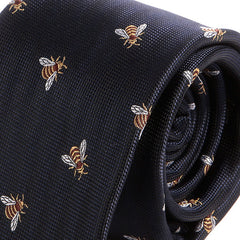 Navy Blue Bumblebee Pattern Tie 7.5cm - Tie Doctor