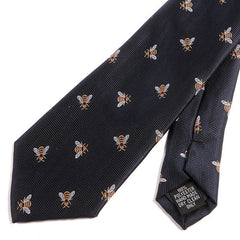 Navy Blue Bumblebee Pattern Tie 7.5cm - Tie Doctor