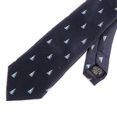 Navy Blue Sailboat Pattern Tie 7.5cm - Tie Doctor