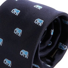 Navy Blue Elephant Print Tie - Tie Doctor