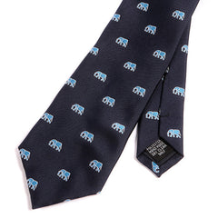 Navy Blue Elephant Print Tie - Tie Doctor