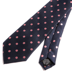 Navy Blue Tie with Pink Polka Dots - Tie Doctor