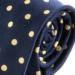 Navy Blue Tie with Yellow Polka Dots - Tie Doctor