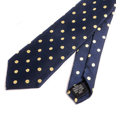 Navy Blue Tie with Yellow Polka Dots - Tie Doctor