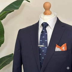 Blue Sports Car Pattern 7cm Ply Tie