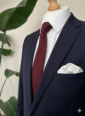 Burgundy Red Pointed Silk Knitted Tie