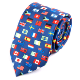 Blue Tie with World Country Map 7.5cm