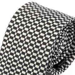 Black Checkerboard Print Tie 7cm