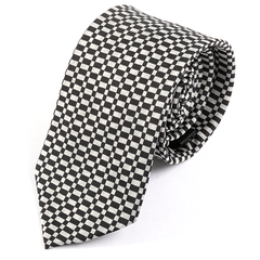 Black Checkerboard Print Tie 7cm