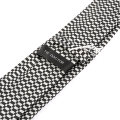 Black Checkerboard Print Tie 7cm