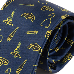 Blue Tie with Medical Instrument and Stethoscope