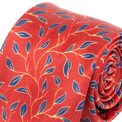 Red Floral Branch Pattern Tie 8cm
