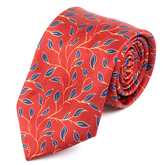 Red Floral Branch Pattern Tie 8cm