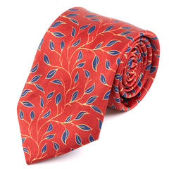 Red Floral Branch Pattern Tie 8cm