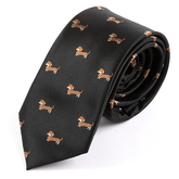 Black Tie with Dachshund Sausage Dog Print 6.5cm