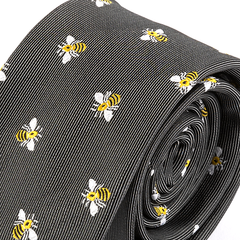 Dark Grey Bumblebee Pattern Tie 6.5cm