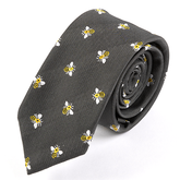 Dark Grey Bumblebee Pattern Tie 6.5cm