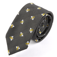 Dark Grey Bumblebee Pattern Tie 6.5cm