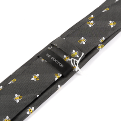 Dark Grey Bumblebee Pattern Tie 6.5cm