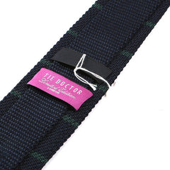 Navy Blue & Slim Green Striped Silk Knitted Tie - Tie Doctor