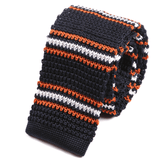 Navy Blue And Orange Striped IV Silk Knitted Tie