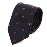 Blue Cherry Print Pattern 7.5cm Ply Tie
