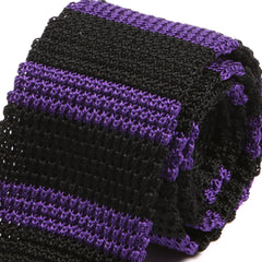 Dexter Purple & Black Striped Silk Knitted Tie 6cm - Tie Doctor