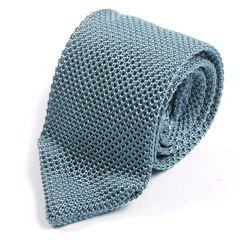 Blue Pointed Silk Knitted Tie 6.5cm