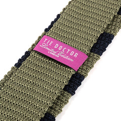 Green & Blue Wide Silk Tie Knitted Stripe 6.5cm