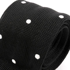 Black Dotted Pointed Silk Knitted Tie 6cm