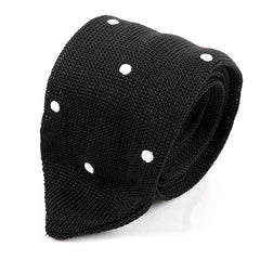Black Dotted Pointed Silk Knitted Tie 6cm