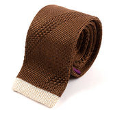 Brown Windsor Oatmeal Silk Knitted Tie 5cm