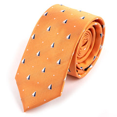 Light Orange Sailboat Pattern Tie 6.5cm