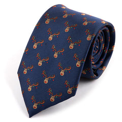Blue Rudie the Reindeer Xmas Motif Tie