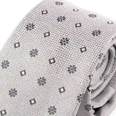 Platinum Bloom Motif Tie 7.5cm