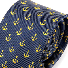 Denim Blue Achor Pattern Tie 6cm