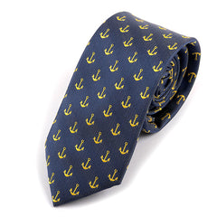 Denim Blue Achor Pattern Tie 6cm