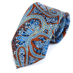 Large Blue Paisley Print IMS Tie 8cm