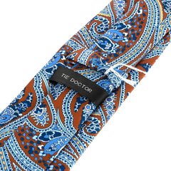 Large Blue Paisley Print IMS Tie 8cm