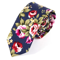 Camellia Blue Crush Floral Cotton Tie 6cm