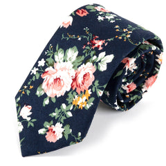 Blue Chelsea Botanica Floral Cotton Tie 7cm