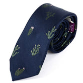Blue & Pink Cactus Pattern Striped Cac-Tie
