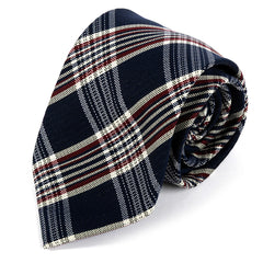 Blue & Red Denim Check Pattern Tie 8cm